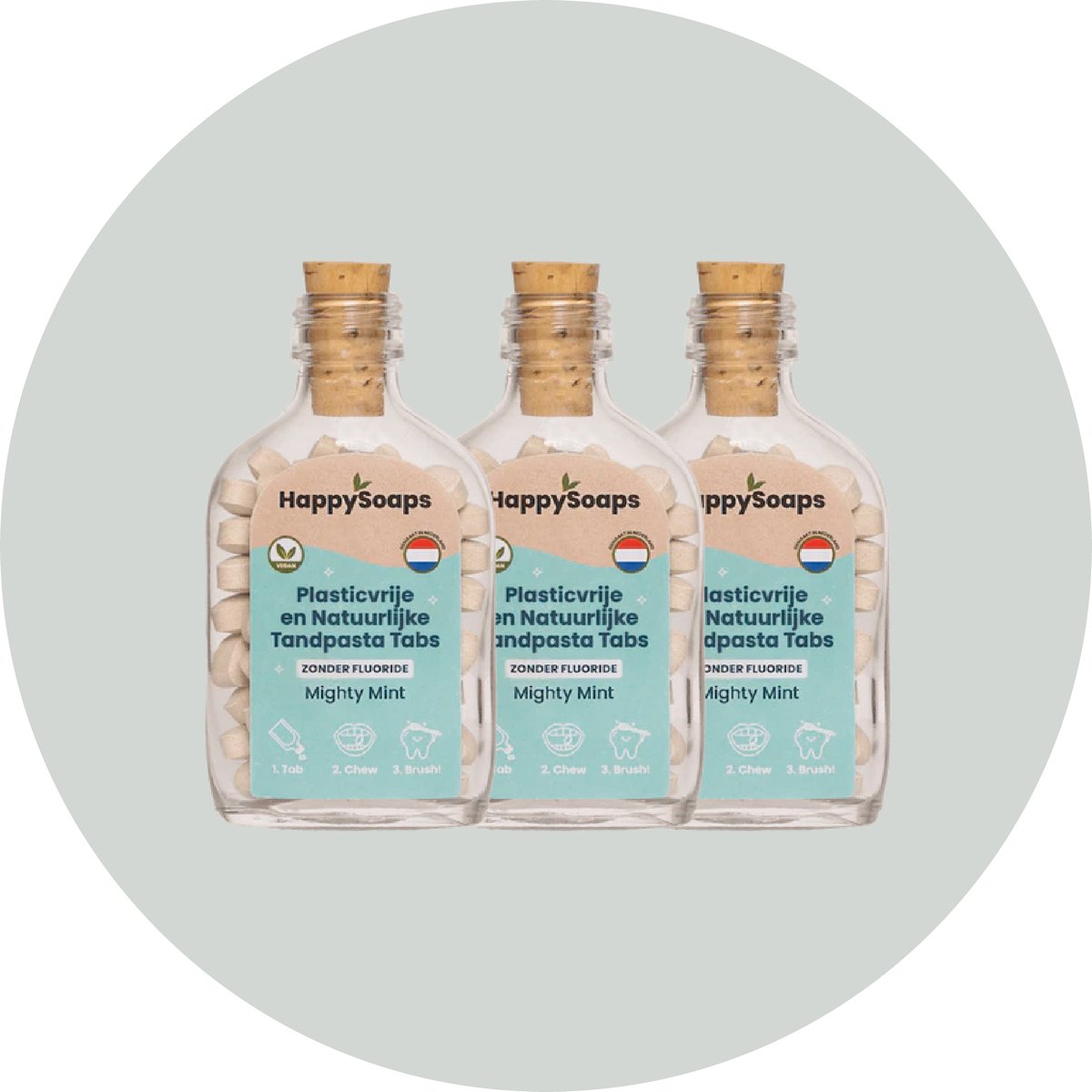 Goedkoopste HappySoaps - Kwartaalbox Tandpasta Tabs - Zonder Fluoride - 3 stuks