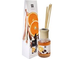 Aroma di Rogito geurverspreider |Geurstokjes met flesje ORANGE - CINNAMON Perfume Diffuser | Interieur geuren |herfst geuren | kerst geuren | 100ML