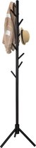 Brixy Kapstok - Staande Kapstok - 8 Haken - 175 cm - Kapstok Hout - Garderoberek - Zwart
