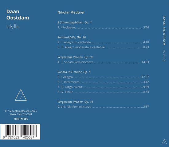 Albumhoes met tekst, titel 'Idylle' van Daan Oostdam, Nikolei Medtner, 8 Stimmungsbilder, Op. 1.