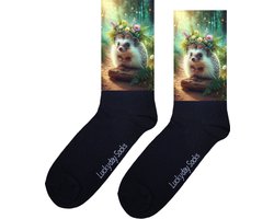 Egel - Opkikker - Grappige sokken - Valentijns cadeau - Verjaardag cadeau - Sinterklaas cadeau - Leuke sokken - Vrolijke sokken - LuckydaySocks - Vakantie - Bos - Bloemen - Kerst Sokken - Vaderdag - Moederdag - Kerstcadeau - Socks maken Happy - 37-44