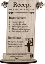 Grappig Meester Bedankt Cadeau Gepersonaliseerd | Geschenk om Leraar te Bedanken | Bedankje Leerkracht | Kaart van Hout | Einde Schooljaar Recept | 17.5 x 25 cm