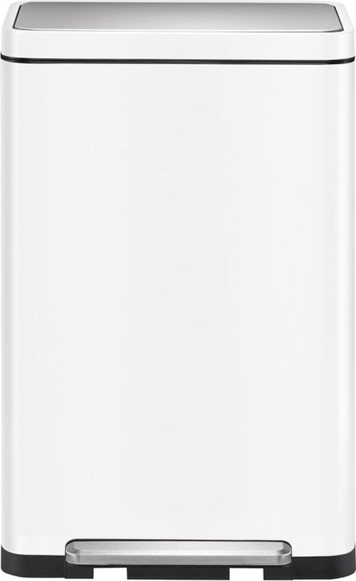 EKO - X-Cube Pedaalemmer 30 liter - Stainless Steel - Polypropylene - Wit - mat RVS