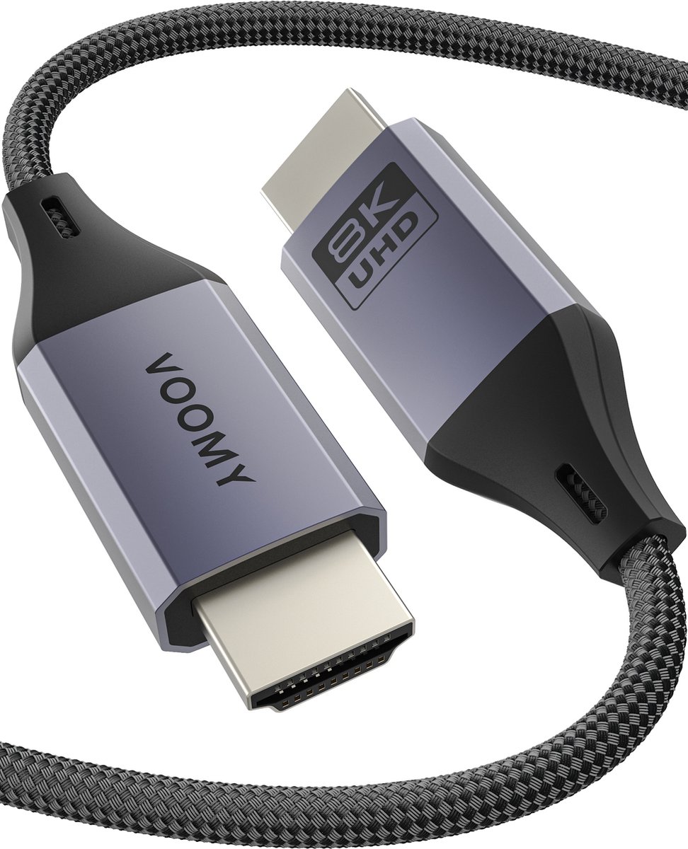Voomy HDMI Kabel 2.1 - 8K Ultra HD High Speed - 2 Meter - 8K (60Hz) / 4K (120Hz) - 48 Gbps - Geschikt voor Computers & Consoles