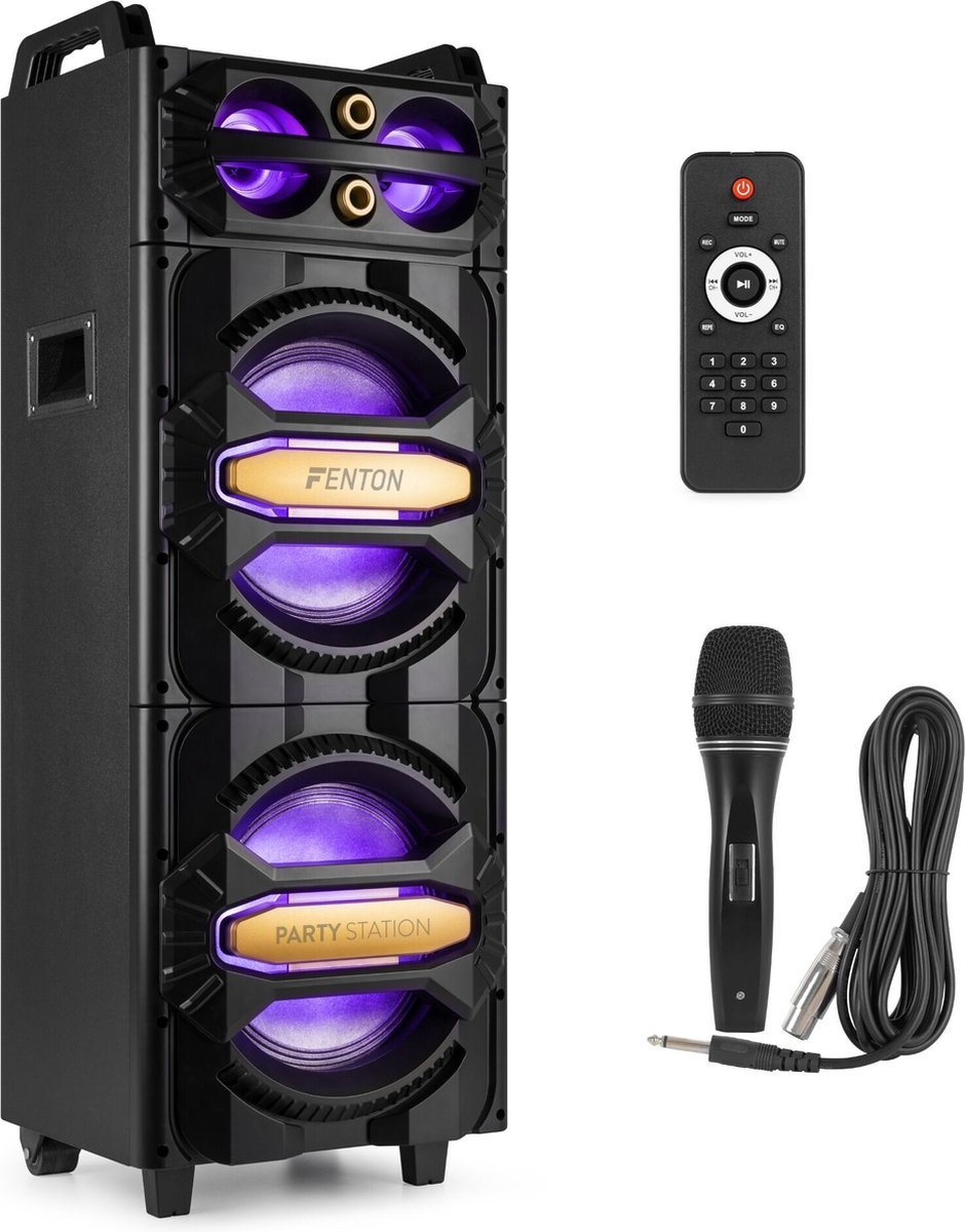 Party speaker - Fenton LIVE2102 Partystation met Bluetooth en lichteffecten - Met Microfoon - 800W