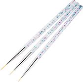 Knaak Nail Art Pennen - Nagel Penselen - Manicure - Set van 3 - Zilverkleurig
