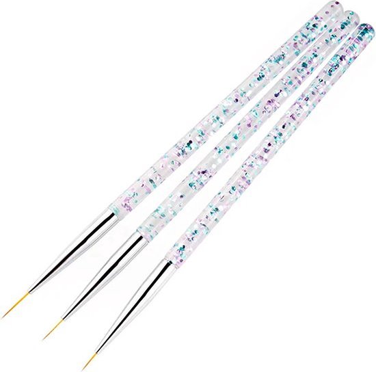 Foto: Knaak nail art pennen nagel penselen manicure set van 3 zilverkleurig