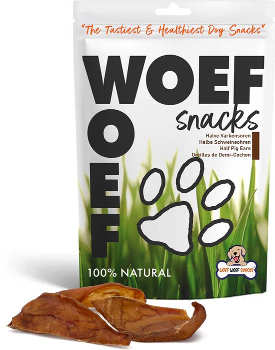 Woef Woef Snacks Hondensnacks Varkensoren - 8 stuks - Kauwsnacks Varken Varken Alle honden en alle leeftijden vanaf 2 maanden Geen toevoegingen