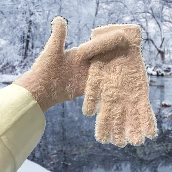 LaGloss® Luxe Pluche Handschoenen Roze - Warme Winterhandschoenen - Elegant & Rekbaar Elastaan %%