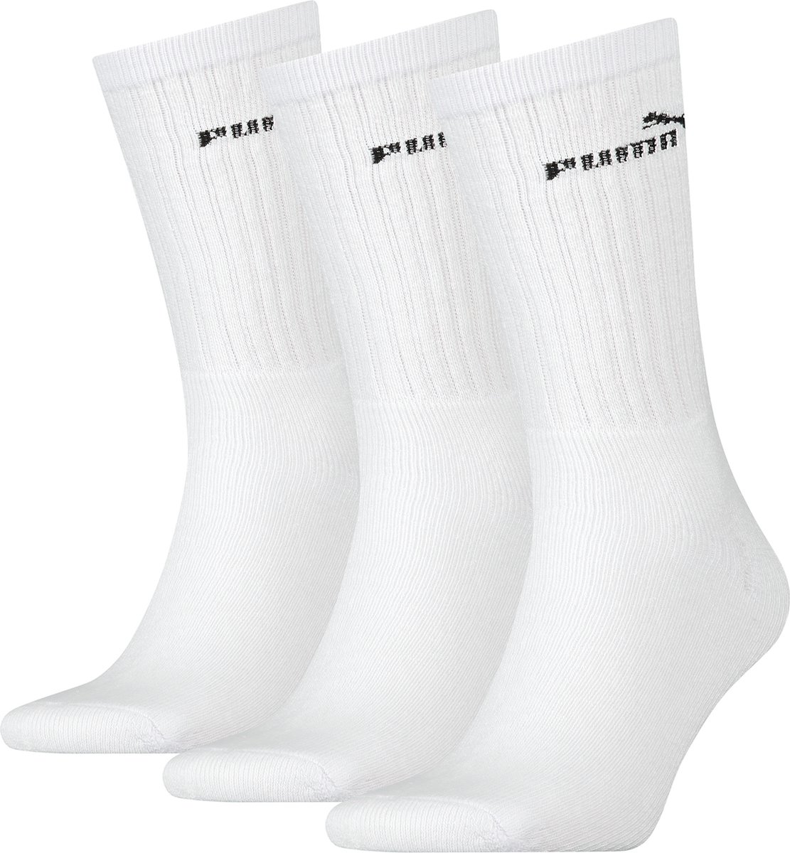 Puma sportsokken tennissokken crew tennissokken unisex voor heren en dames 3 paar Wit