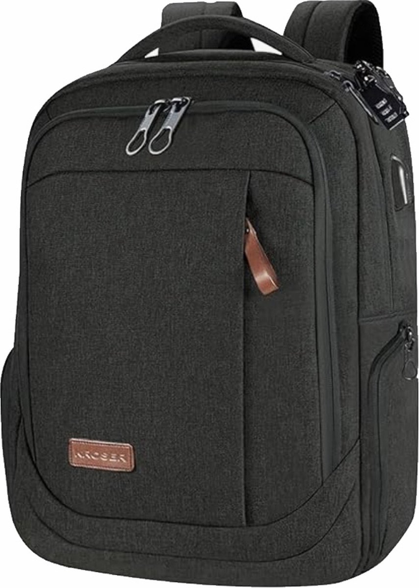 Kroser Rugzak Laptoptas 17 Inch - Lichtgewicht - Waterbestendig - Ergonomisch Design - USB Poort - RFID Vakken - Dames / Heren / Studenten - Zwart