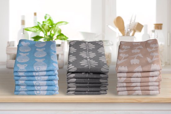 Torchons de Luxe - 6 pièces - motif tulp - sable - 60x65cm