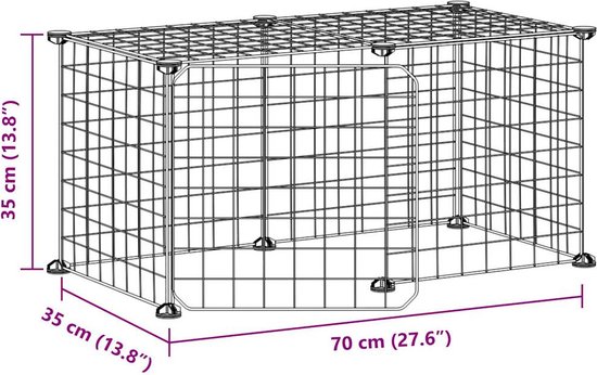 vidaXL - Huisdierenkooi - met - deur - 8 - panelen - 35x35 - cm - staal - zwart