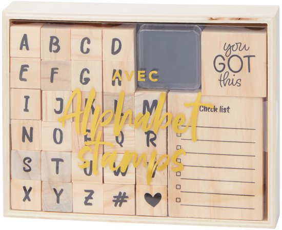 Set de tampons en bois Alphabet 31 pièces - Tampons Lettres