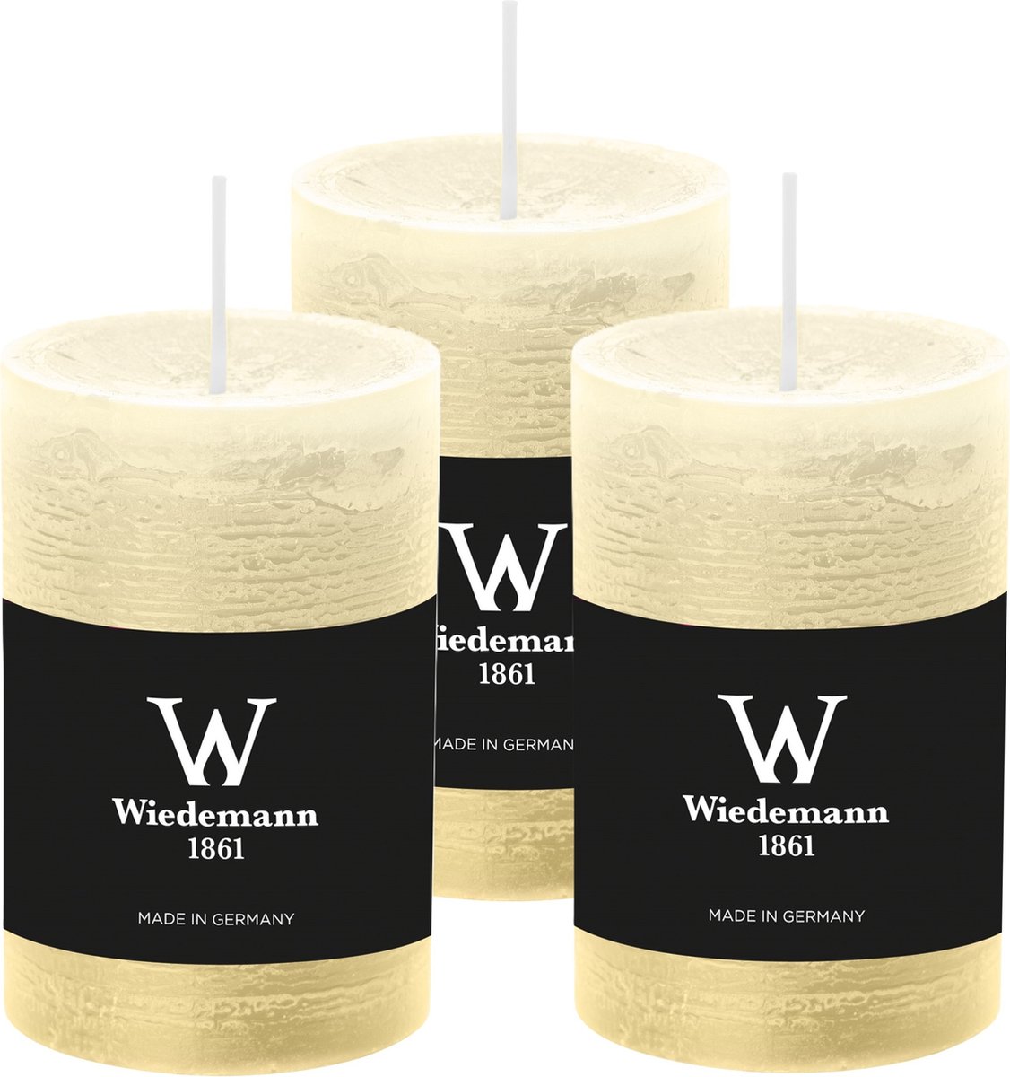 Wiedemann Cilinderkaars/stompkaars - 6x - rustieke kaars - creme wit - 6 x 9 cm - 30 branduren