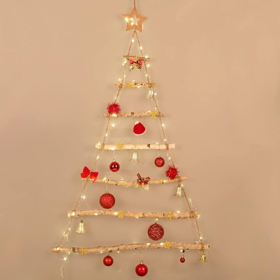 XXL houten kerstboom etagère met ster kant - 60 x 29 cm - kerstdecoratie piramide met 3 etages - Kerstmis advent winter decoratie om zelf te versieren