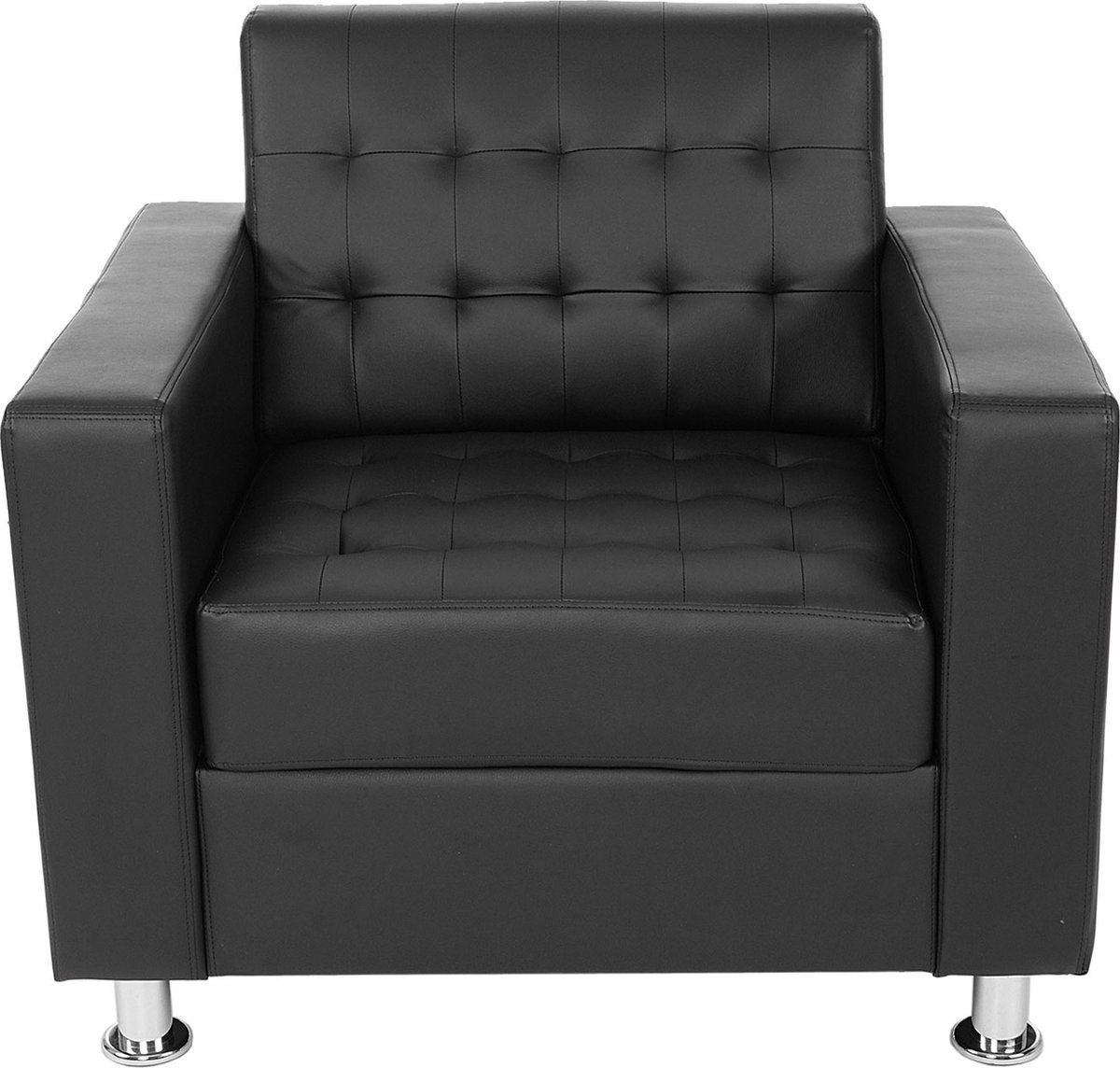 Cosmo Casa Kunda Fauteuil - Clubsstoel Loungesofa - Kunstleer - Metalen Poten - Zwart