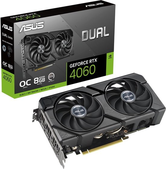 ASUS Dual NVIDIA GeForce RTX 4060 EVO OC Edition - Videokaart - 8 GB - GDDR6 - PCIe 4.0 - 1x HDMI 2.1a - 3x DisplayPort 1.4