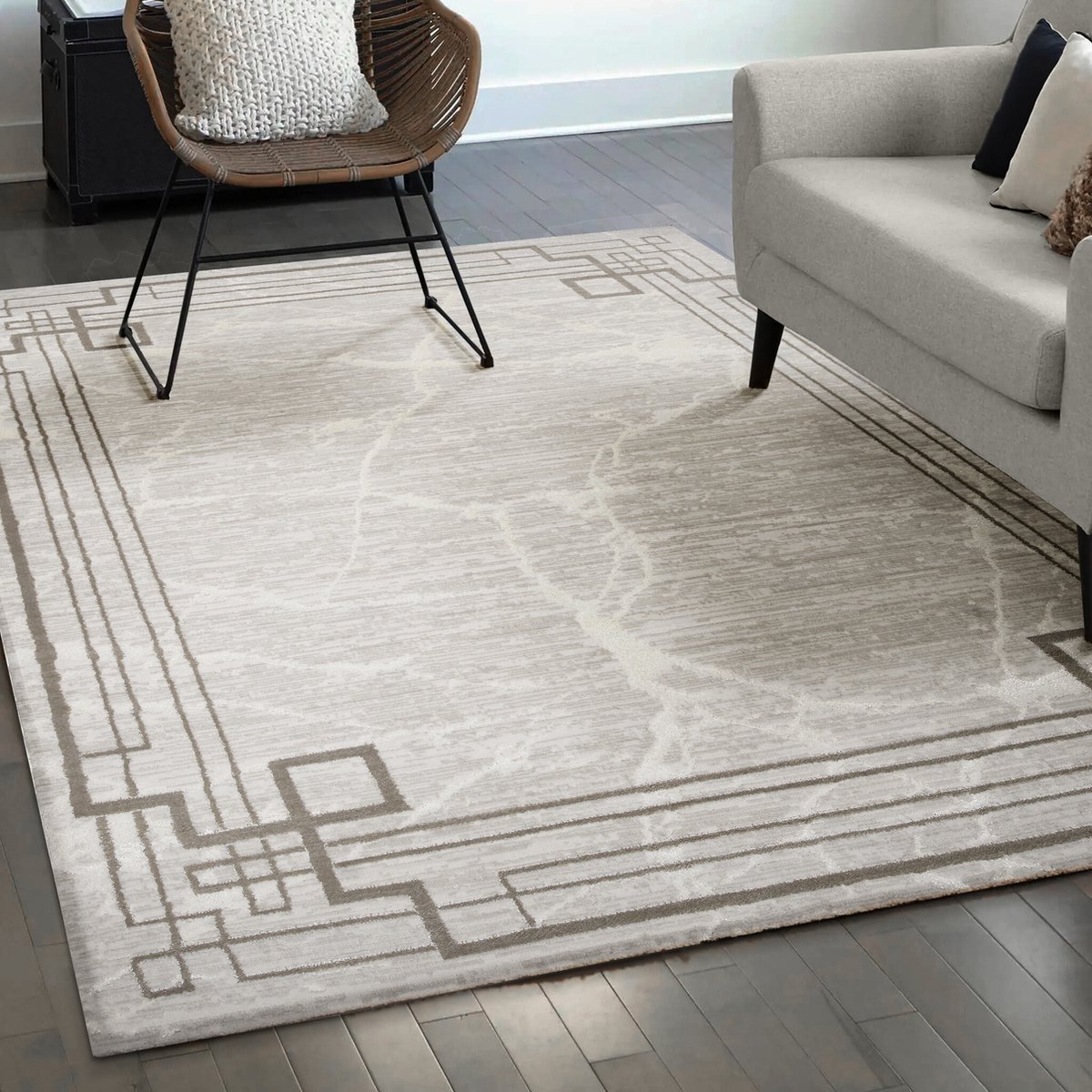 Muratap Fashion Relax Marmer Laagpolig Vloerkleed Beige- 160x220 CM