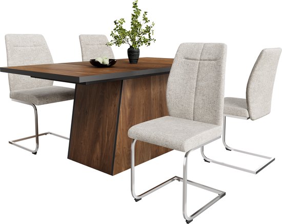 merax-eetkamerset-5-delig-moderne-rechte-eettafel-met-donkerbruine