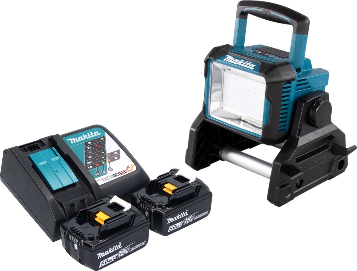 Makita DEADML 811 RT accu bouwspot 14,4 / 18 V 3000 lm LED + 2x accu 5,0 Ah + lader