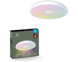 Varin® Smart LED Badkamerlamp met Bluetooth speaker – Ø 28cm – Wit – IP44 Spatwaterdicht – Extra E27 fitting – Badkamerverlichting – Plafondlamp badkamer – Verlichting overkapping – Plafonniere – Plafond lamp – Verlichting kinderkamer – Tuya Wifi