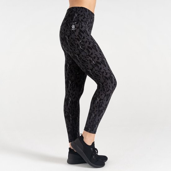 Dare 2b - Influential Dames Sportlegging - Zwart Motief - Maat 36