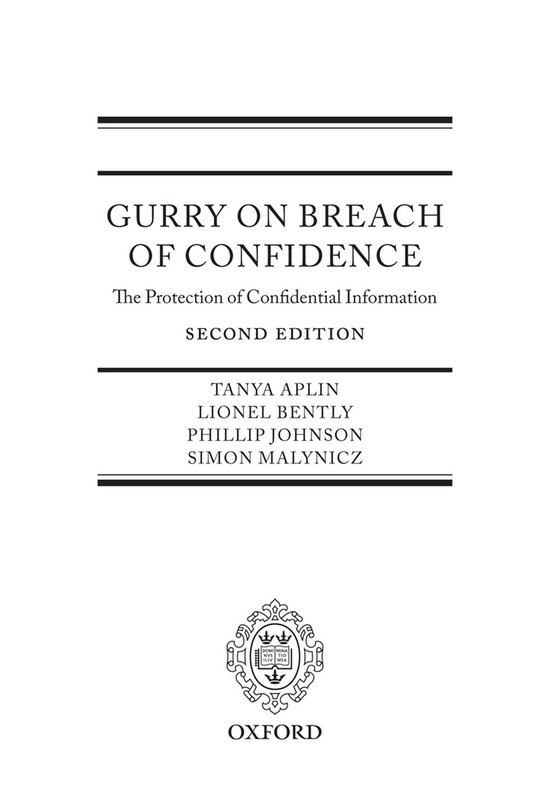Gurry on Breach of Confidence - cover