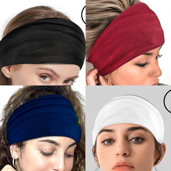6er Pack Sport-Stirnbänder für Frauen - Elastek Katoen - Brede Hoofdsjaal - Zomerbandana Haaraccessoires . — afbeelding 2