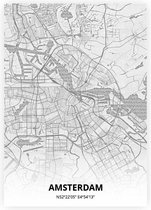 Carte d' Amsterdam - Affiche A4 - Style de dessin