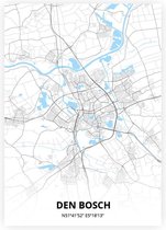 Den Bosch plattegrond - A3 poster - Zwart blauwe stijl