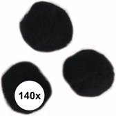 140x zwarte knutsel pompons 7 mm  - hobby balletjes