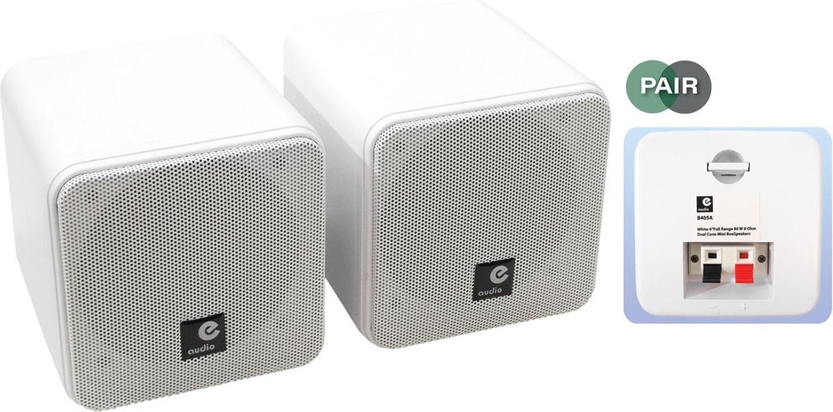 Miljard patroon Dakloos Witte 4 inch full range mini opbouw luidsprekerset 80 watt | bol.com