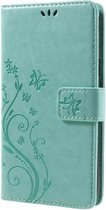 Book Case Hoesje Bloemen Samsung Galaxy J7 (2016) - Cyan
