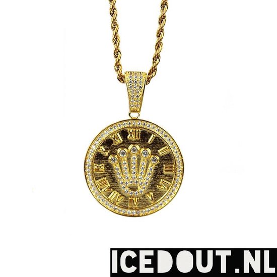 Gouden Iced Out kroon ketting | bol.com
