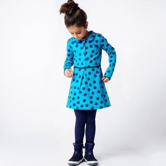 praktijk pijn Kangoeroe Mim-Pi blauw bolletjes all-over print meisjes kleed-110 | bol.com