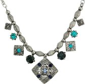 Behave Vintage Ketting met Stenen - 38 + 7 cm - Blauw