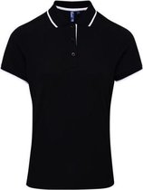 2 x Women's contrast Coolchecker® polo, Kleur Black/ White, Maat XL  (2-stuks)