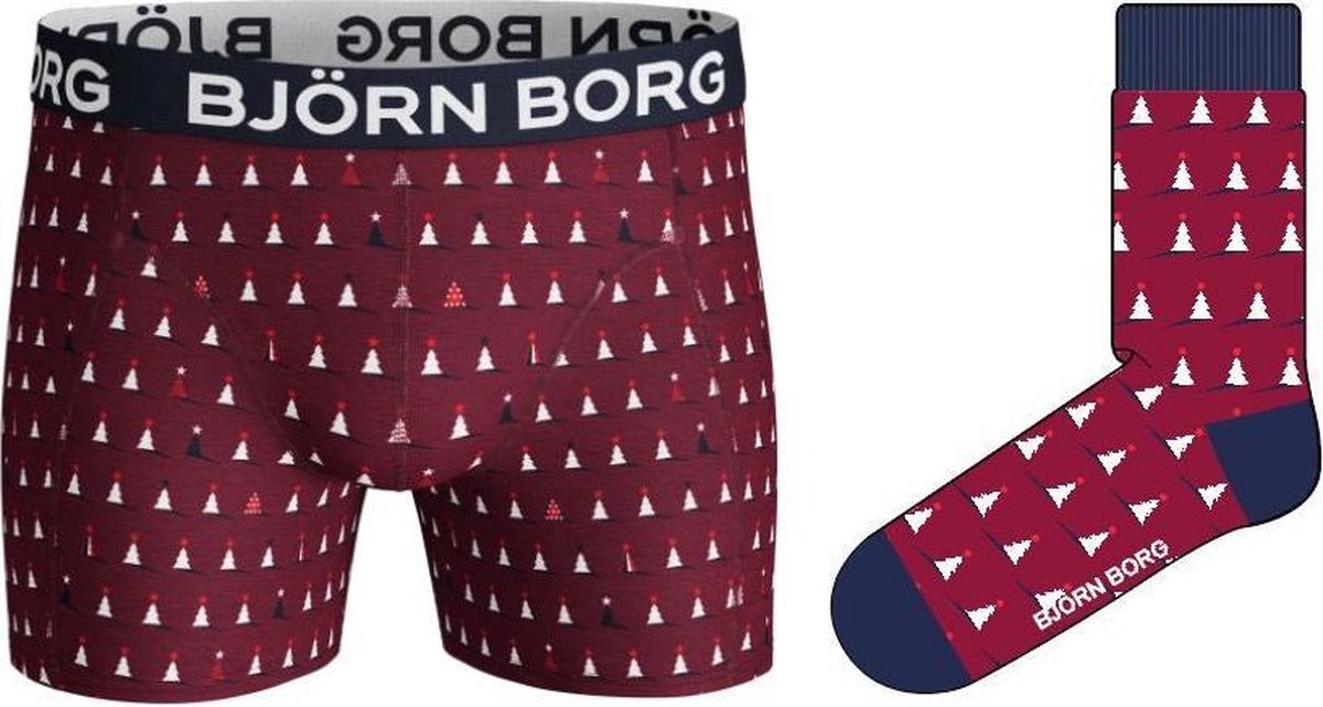 Bjorn Borg Giftbox Xmass + sock heren boxershort - 2pack - rood - maat S |  bol