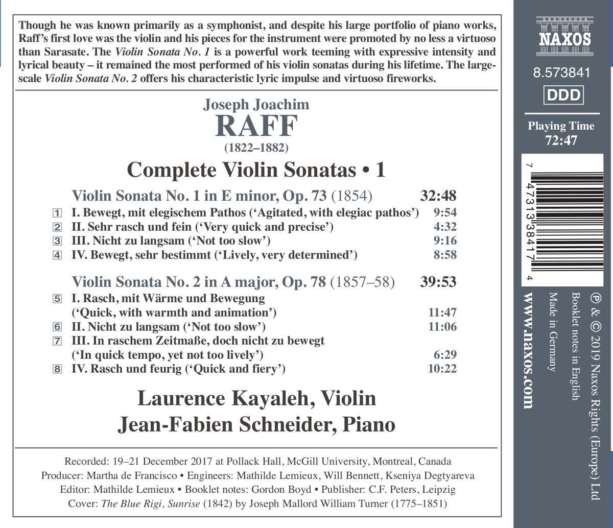 Joseph Joachim Raff: Complete Violin Sonatas Vol. 1 - Sonatas Nos. 1 ...