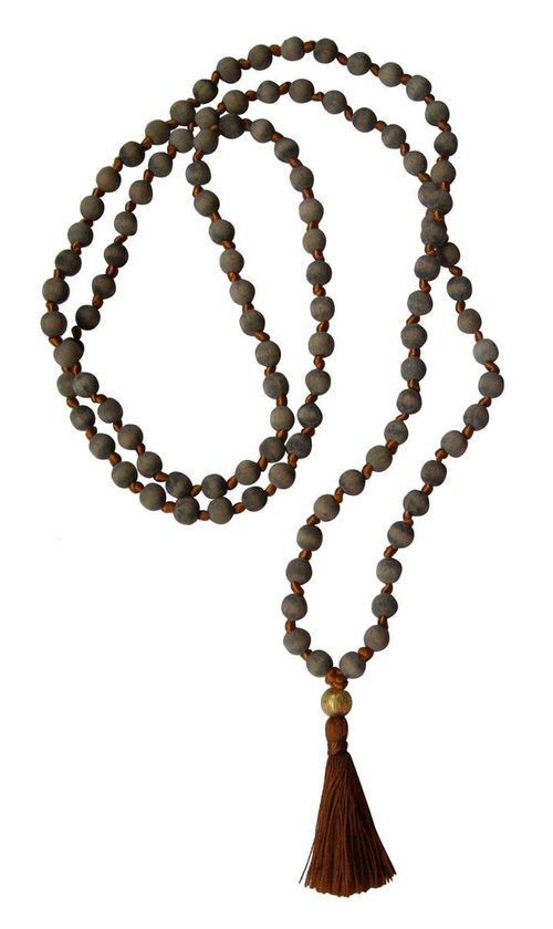 Mala chain "Vintage" Holz grau, Quaste Kupfer, Perle gold Armband (juweel) YOGISTAR