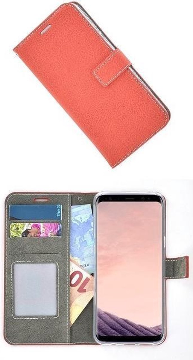 Geschikt voor Samsung Galaxy S8 Plus Bookcase Wallet Fashion Koraal Hoesje