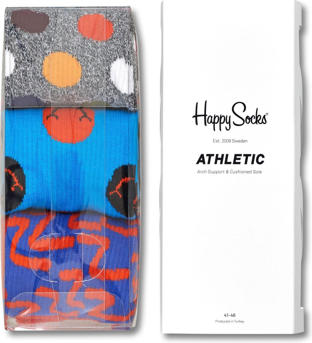 Happy Socks Athletic Gift Box Sportsokken - Maat 41-46 - Unisex -  blauw/rood/geel | bol.com