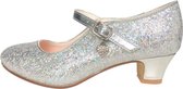 Prinsessen schoenen zilver glitterhartje Prinsessen hakken schoenen - maat 26 (binnenmaat 17 cm) bij K3 jurk - communie jurk - bruidsmeisje -