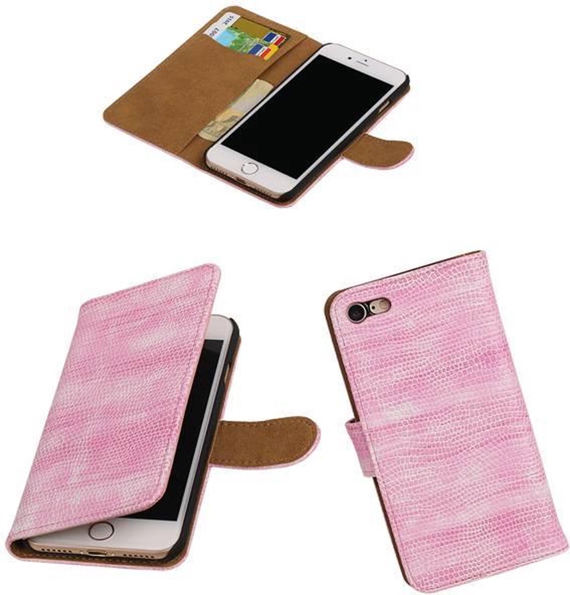 Roze glamour design bookcase voor de Apple iPhone 7 hoesje