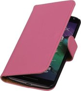 Roze Effen booktype cover hoesje voor Motorola Moto X Style