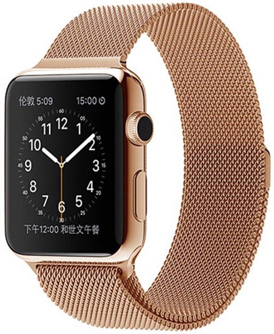 bol.com | Milanees Horloge Band Voor Apple Watch Series - Rose Goud Kleurig