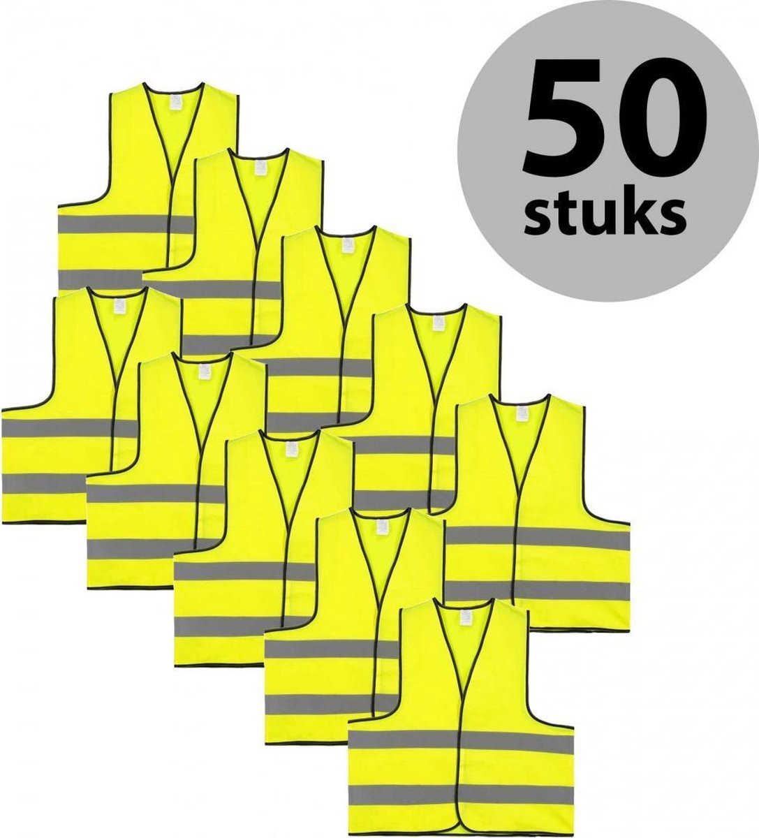 Veiligheidshesje - Veiligheidsvest - Volwassene - Geel - 50 stuks