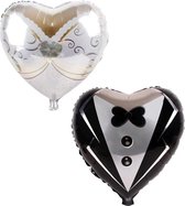 Folie helium ballon Bruiloft hartjes (2 stuks) 45cm