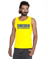 Geel Zweden supporter singlet shirt/ tanktop heren L
